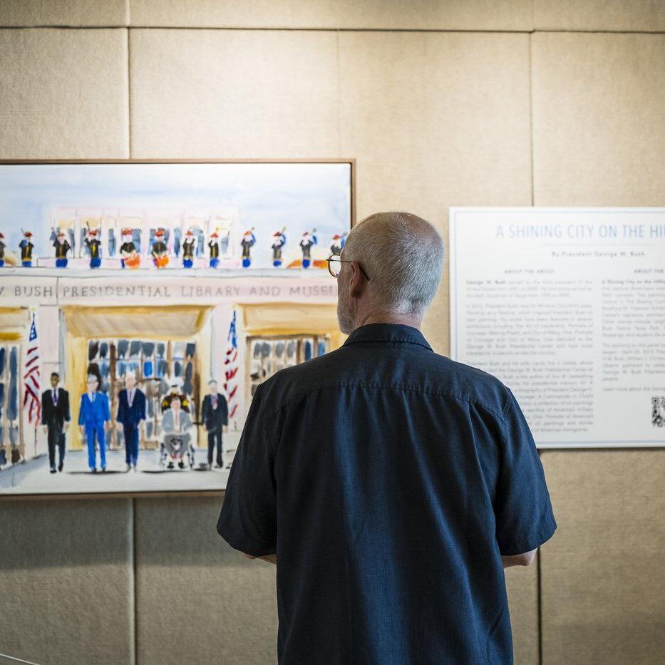 Former President George W. Bush draws inspiration close to his Dallas home in his latest paintings
